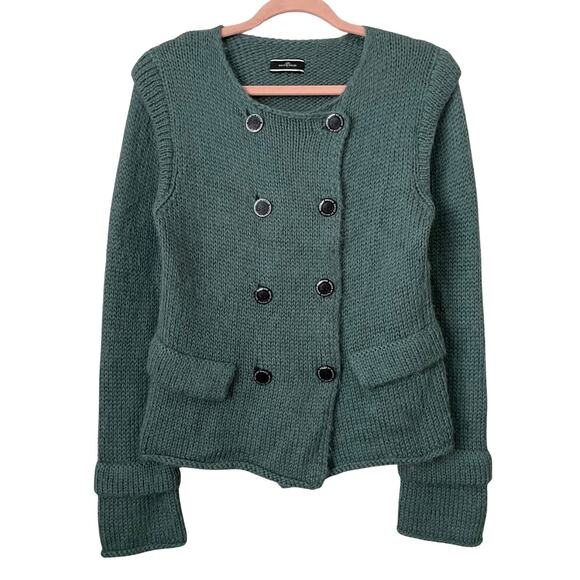 By Malene Birger Sweater Womens Medium Blue Alpaca Double Breasted Knit Preppy - Picture 1 of 13